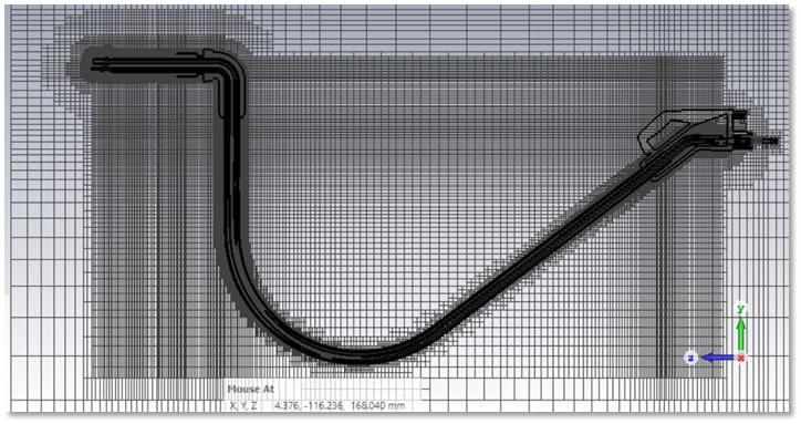 CFD-Netzstruktur des Modells für CHT-Simulation